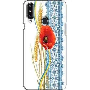 Силиконовый Чехол на Samsung Galaxy A20s (A207) с картинкой Вышиванки (Вышиванка с цветком)