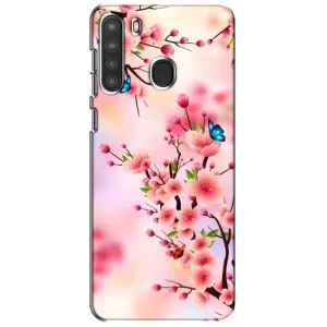 Чехол с принтом САКУРЫ на Samsung Galaxy A21 (A215) (Бабочки на сакуре)