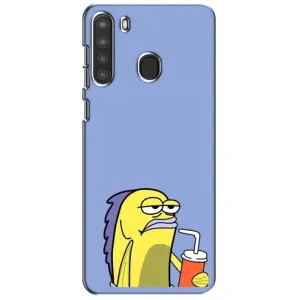 Бампер с принтом Мемы для Samsung Galaxy A21 (A215) (Безразличие)