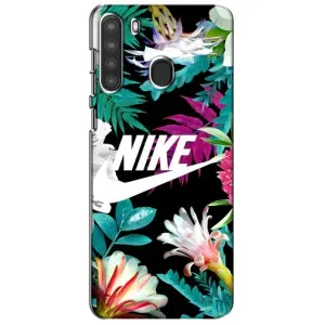 Силиконовый Чехол на Samsung Galaxy A21 (A215) с картинкой Nike (Цветочный Nike)