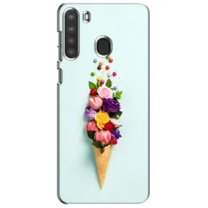 Чехлы с тематикой "ЦВЕТЫ" на Samsung Galaxy A21 (A215) (Цветок-мороженное)