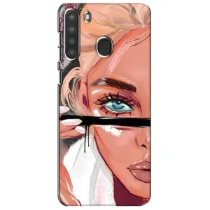 Силіконовый Чохол на Samsung Galaxy A21 (A215) з картинкой Модных девушек (Дівчина та вії)