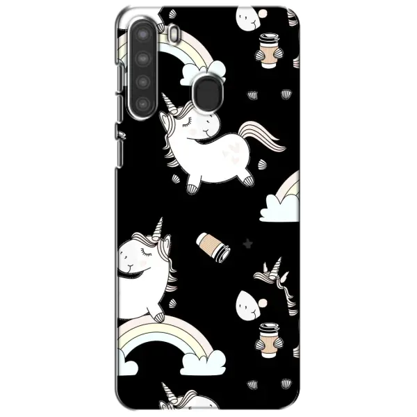 Чехол с рисунком «Единорог с кофе» для Samsung Galaxy A21 (A215) Чехол с рисунком «Единорог с кофе» для Samsung Galaxy A21 (A215)