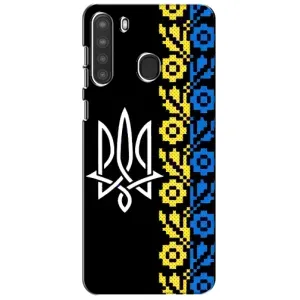 Силиконовый Чехол на Samsung Galaxy A21 (A215) (Герб и вышыванка)