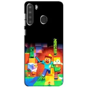 Чехлы для Samsung Galaxy A21 (A215) (Персонажи Майн Крафт) (Герой Майнкрафт)