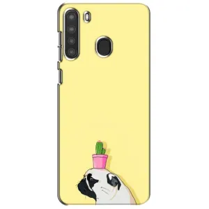 Бампер для Samsung Galaxy A21 (A215) с картинкой "Песики" (Кактус на голове)