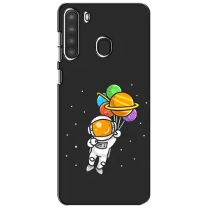 Силіконовый Чохол з принтом "Космонавти" на Samsung Galaxy A21 (A215) (Космонавт з кульками)