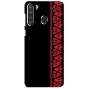 Силиконовый Чехол на Samsung Galaxy A21 (A215) (Красная Вышиванка)