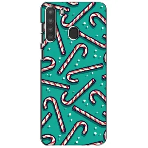 Силиконовый бампер на рождество для Samsung Galaxy A21 (A215) (Леденцы)