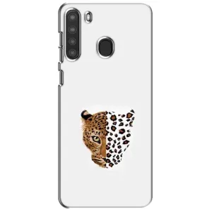 Чехол с леопардовым принтом на Samsung Galaxy A21 (A215) (Леопард на белом)