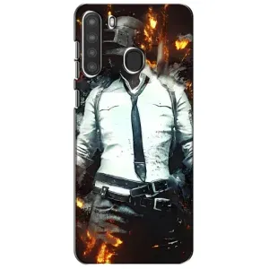 Силиконовый чехол с картинкой "Герой Pubg" на Samsung Galaxy A21 (A215) (Man Пубг)