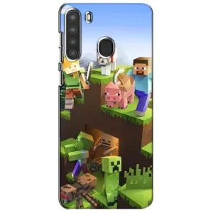 Чехлы для Samsung Galaxy A21 (A215) (Персонажи Майн Крафт) (Майн-крафт)