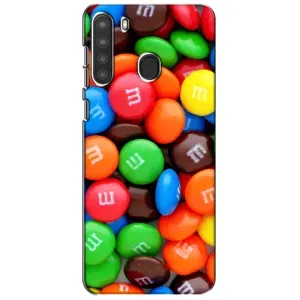 Чехол с изображением вкусной еды для Samsung Galaxy A21 (A215) (Разноцветные M&M'S)