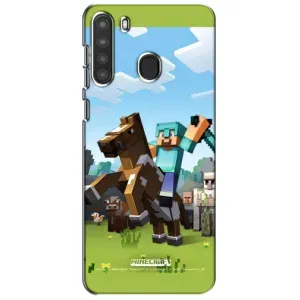 Чехлы для Samsung Galaxy A21 (A215) (Персонажи Майн Крафт) (На коне)