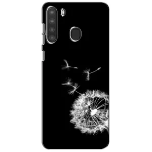 Силиконовый Чехол с одуванчиками на Samsung Galaxy A21 (A215) (Одуванчик на чёрном)