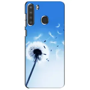 Силиконовый Чехол с одуванчиками на Samsung Galaxy A21 (A215) (Одуванчик на голубом)