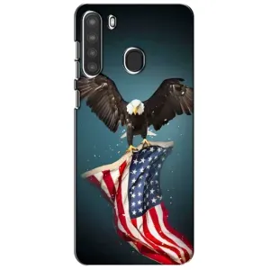 Чехол Флаг USA для Samsung Galaxy A21 (A215) (Орел и флаг)