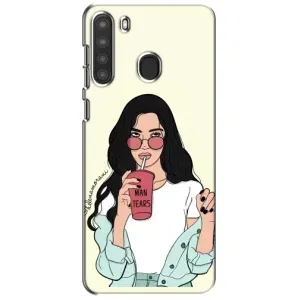 Силіконовый Чохол на Samsung Galaxy A21 (A215) з картинкой Модных девушек (З напоєм)