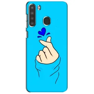 Чехлы (Знак сердечка) на Samsung Galaxy A21 (A215) (Сердце на синем)