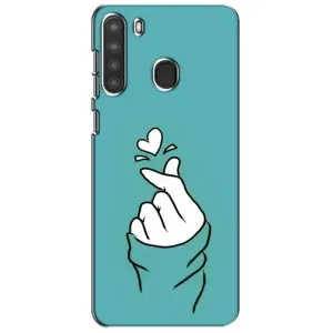 Чехлы (Знак сердечка) на Samsung Galaxy A21 (A215) (Сердечко на бирюзовом)