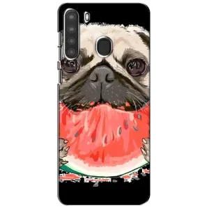 Чехол (ТПУ) Милые собачки для Samsung Galaxy A21 (A215) (Смешной Мопс)