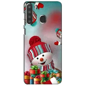 Чехлы на Новый Год Samsung Galaxy A21 (A215) (Снеговик в шапке)
