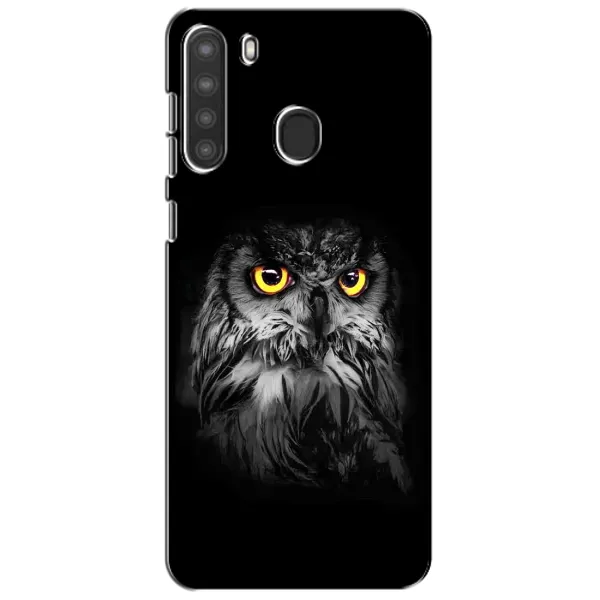 Чехол с рисунком «Сова на чёрном» для Samsung Galaxy A21 (A215) Чехол с рисунком «Сова на чёрном» для Samsung Galaxy A21 (A215)