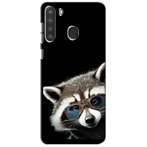 Силиконовый Чехол с Енотами на Samsung Galaxy A21 (A215) (Стильный Енот)