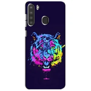Силиконовый бампер с картинкой животных для Samsung Galaxy A21 (A215) (Тигр-Арт)