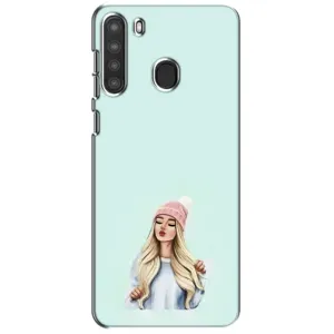 Силіконовый Чохол на Samsung Galaxy A21 (A215) з картинкой Модных девушек (В шапці)