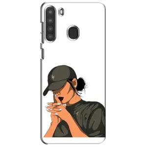 Силіконовый Чохол на Samsung Galaxy A21 (A215) з картинкой Модных девушек (У зеленому)