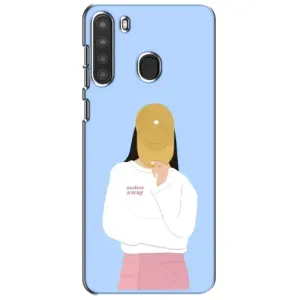 Силіконовый Чохол на Samsung Galaxy A21 (A215) з картинкой Модных девушек (Жовта кепка)