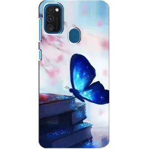 Силиконовый бампер с картинкой животных для Samsung Galaxy A21s (Бабочка синяя)