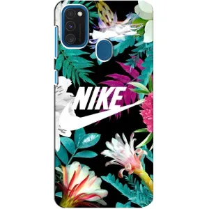 Силиконовый Чехол на Samsung Galaxy A21s с картинкой Nike (Цветочный Nike)