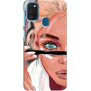 Силиконовый Чехол на Samsung Galaxy A21s с картинкой Стильных Девушек (Девушка и ресницы)
