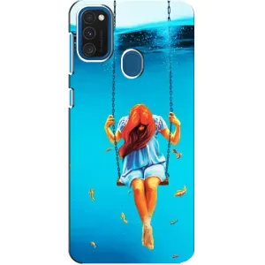Чехол Стильные девушки на Samsung Galaxy A21s (Девушка на качели)