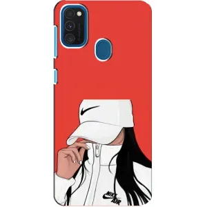 Силиконовый Чехол на Samsung Galaxy A21s с картинкой Стильных Девушек (Девушка Nike)