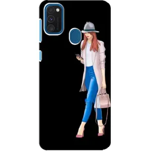 Чехол с картинкой Модные Девчонки Samsung Galaxy A21s (Девушка со смартфоном)