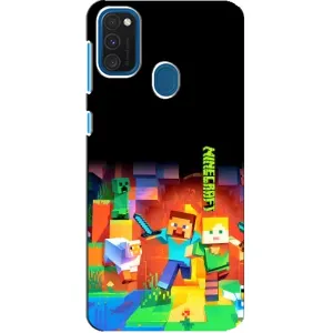 Чехлы для Samsung Galaxy A21s (Персонажи Майн Крафт) (Герой Майнкрафт)