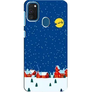 Силиконовый бампер на рождество для Samsung Galaxy A21s (Город в снегу)