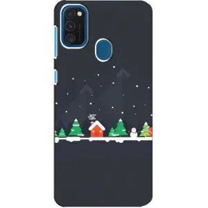 Силиконовый бампер на рождество для Samsung Galaxy A21s (Город зимний)