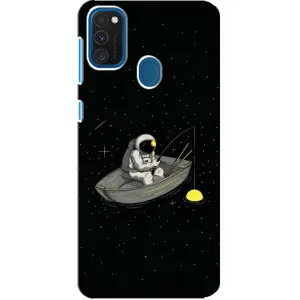 Силіконовый Чохол з принтом "Космонавти" на Samsung Galaxy A21s (Космонавт на рибалці)