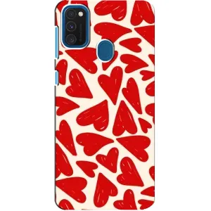 Чохли з тематикою "Маленькі Сердчеки" на Samsung Galaxy A21s (Червоні сердечки)