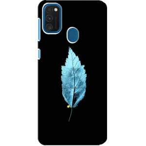 Чехол с картинками на черном фоне для Samsung Galaxy A21s (Листочек)