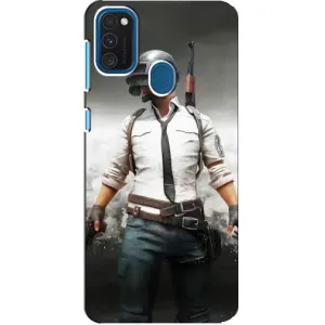 Силиконовый чехол с картинкой "Герой Pubg" на Samsung Galaxy A21s (Пабг)