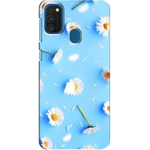 Чохол з Квітами для Samsung Galaxy A21s (ромашки на блакитному)