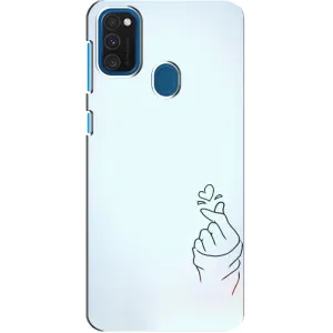 Чохол (Знак сердечка) для Samsung Galaxy A21s (Сердечко на блакитному)