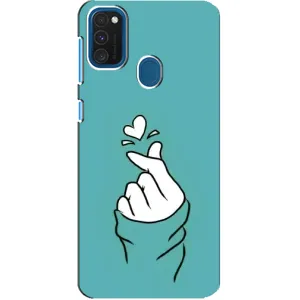 Чохол (Знак сердечка) для Samsung Galaxy A21s (Сердечко на бірюзовому)