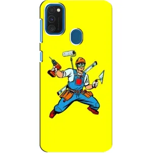 Силиконовый бампер (Работники) на Samsung Galaxy A21s (Строитель)