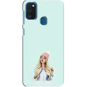 Силиконовый Чехол на Samsung Galaxy A21s с картинкой Стильных Девушек (В шапке)